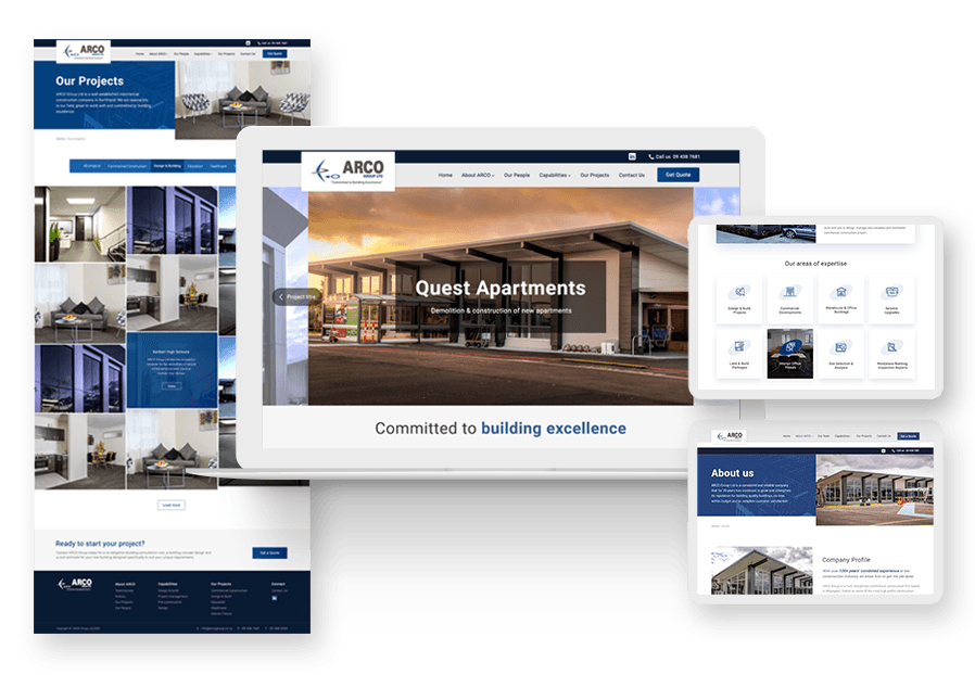 Www.piklomerganto created the website for construction company ARCO to present their services